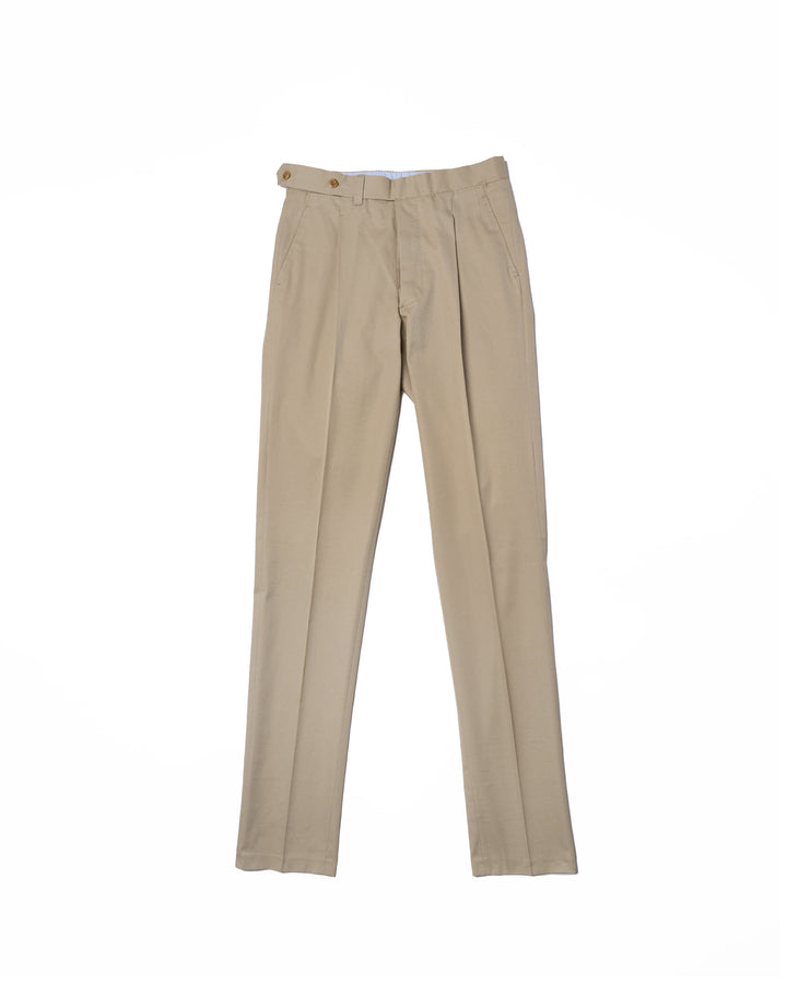 Light weight cotton trousers - Single pleat trousers - Beige