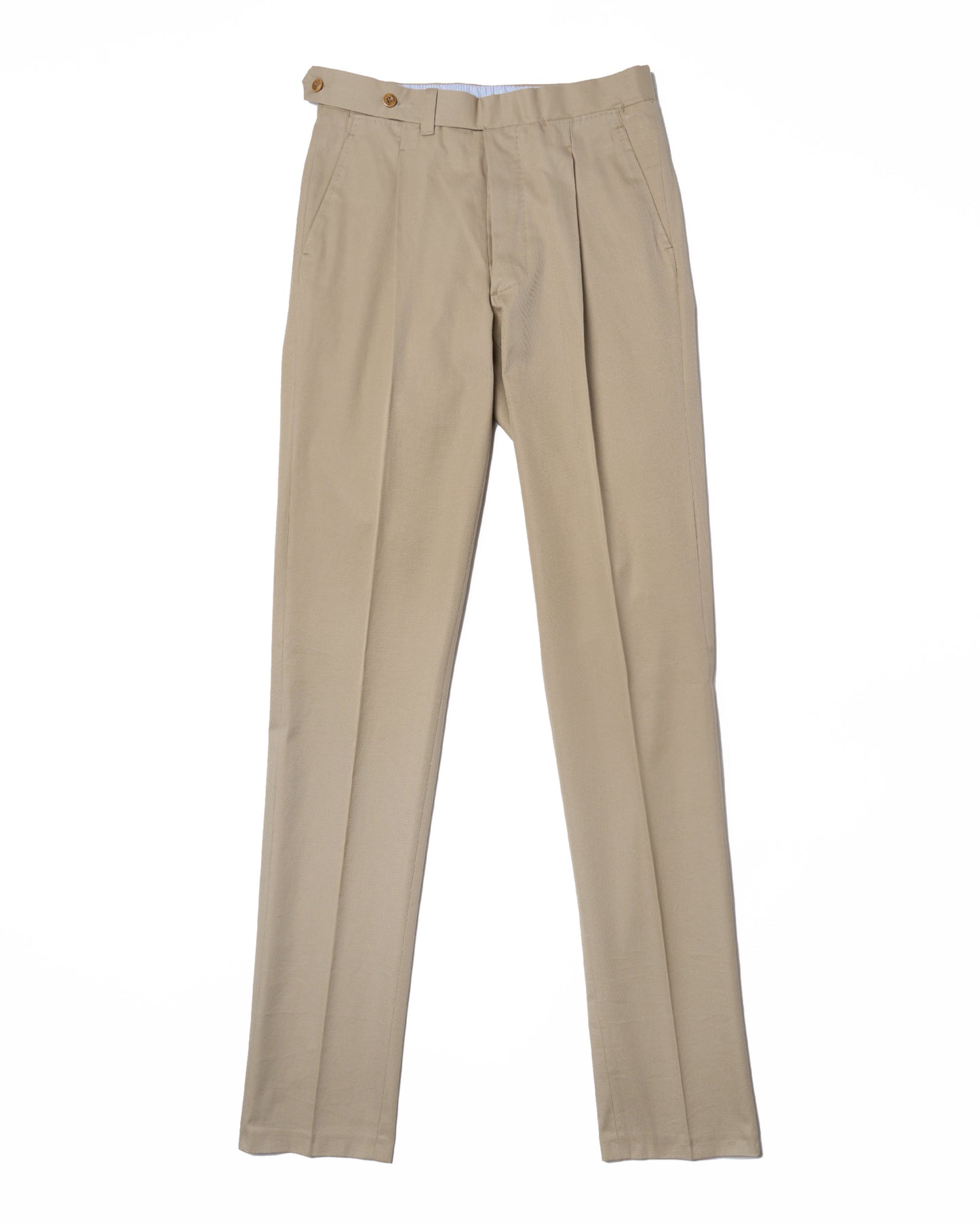 Light weight cotton trousers - Single pleat trousers - Beige