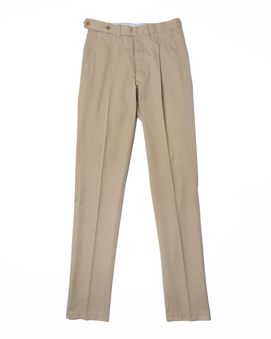 Light weight cotton trousers - Single pleat trousers - Beige