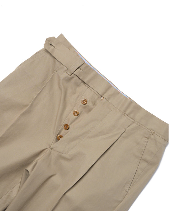 Light weight cotton trousers - Single pleat trousers - Beige