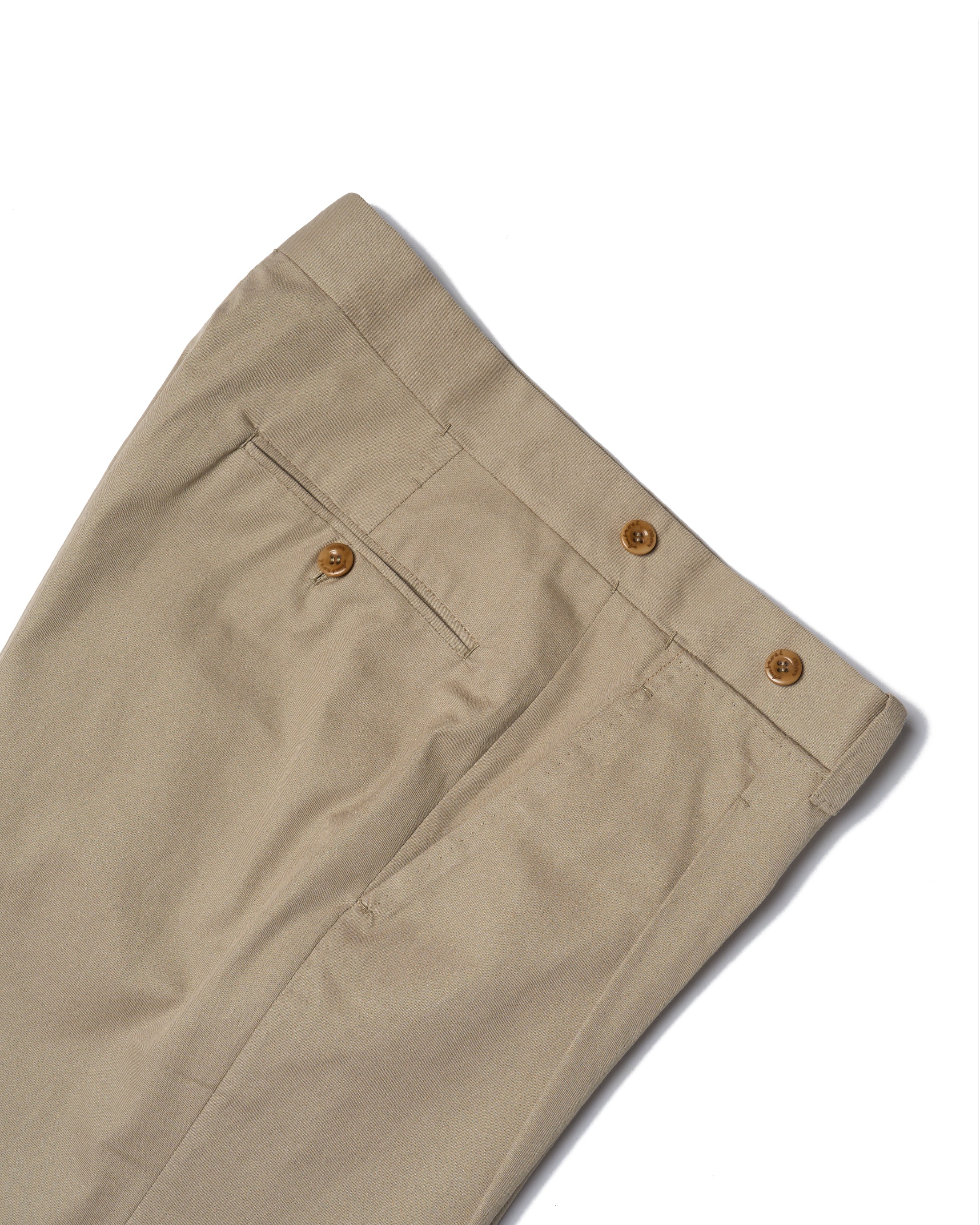 Light weight cotton trousers - Single pleat trousers - Beige