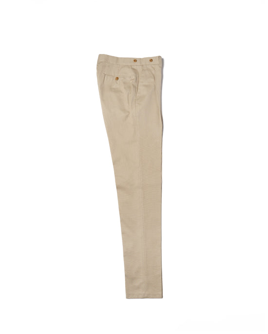 Light weight cotton trousers - Single pleat trousers - Beige