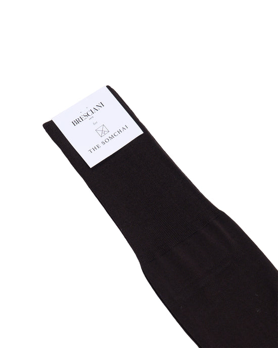 Knee length socks - Plain cotton - Cioccolato