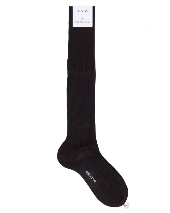 Knee length socks - Ribbed cotton - Cioccolato