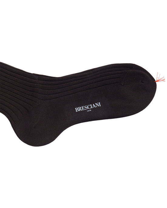 Knee length socks - Ribbed cotton - Cioccolato