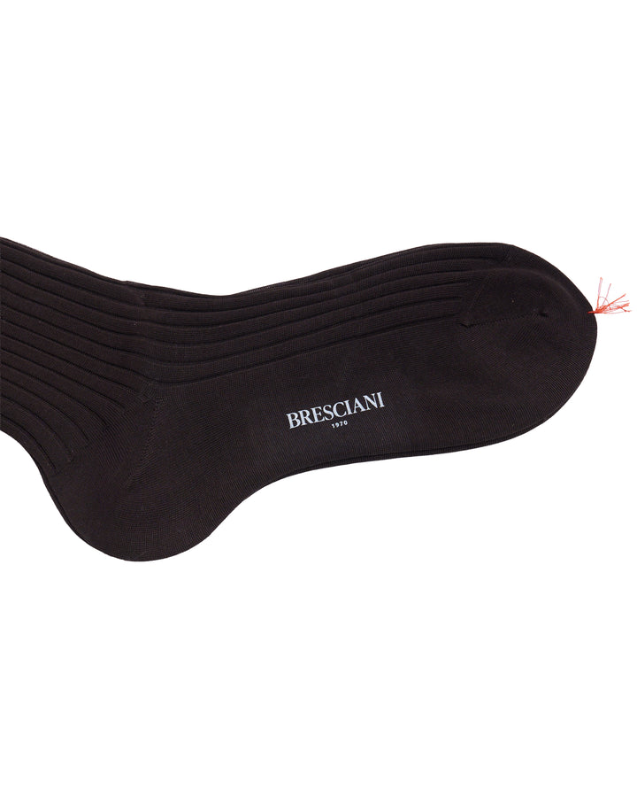 Knee length socks - Ribbed cotton - Cioccolato