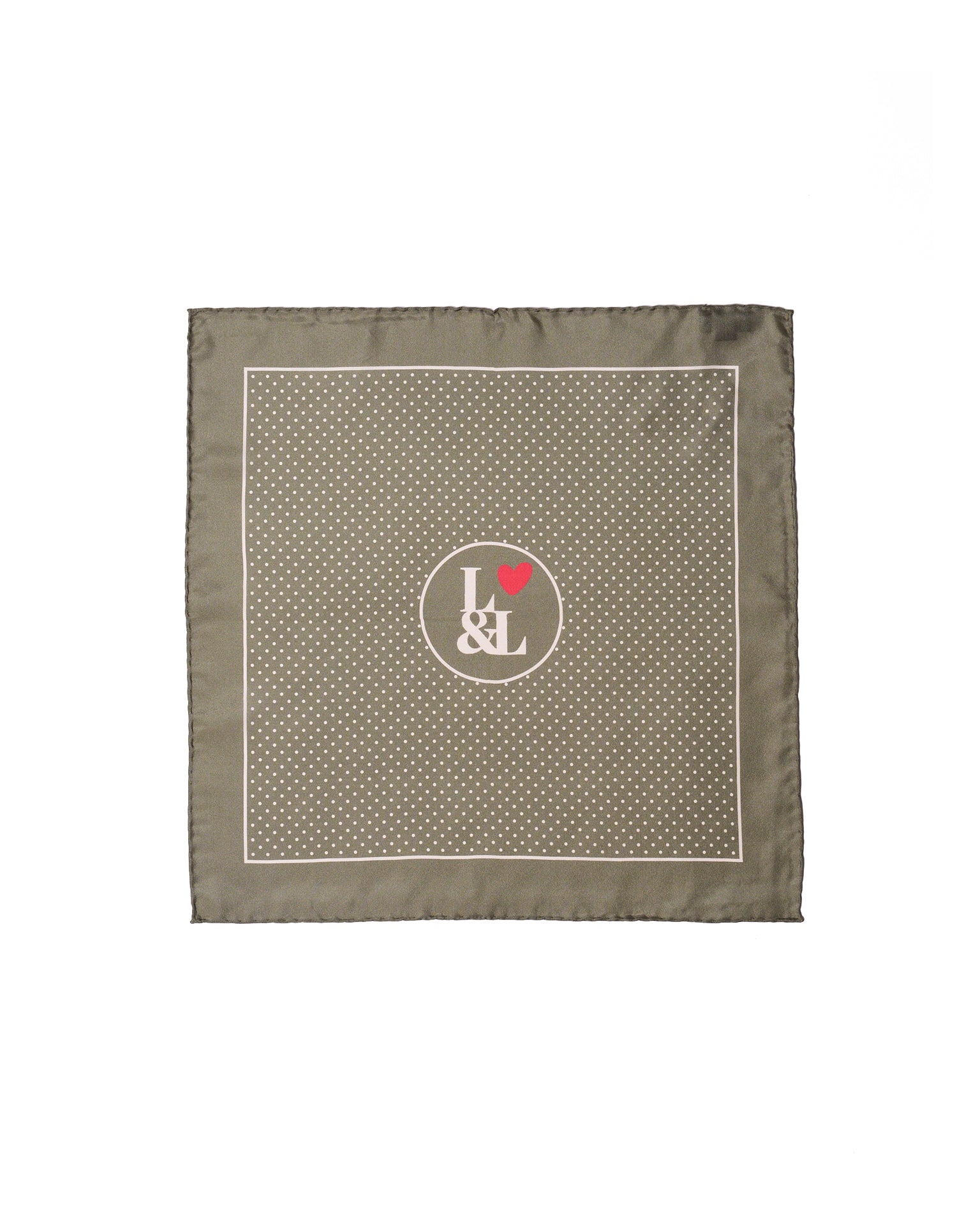 Pocket square - silk - Grey dots with logo