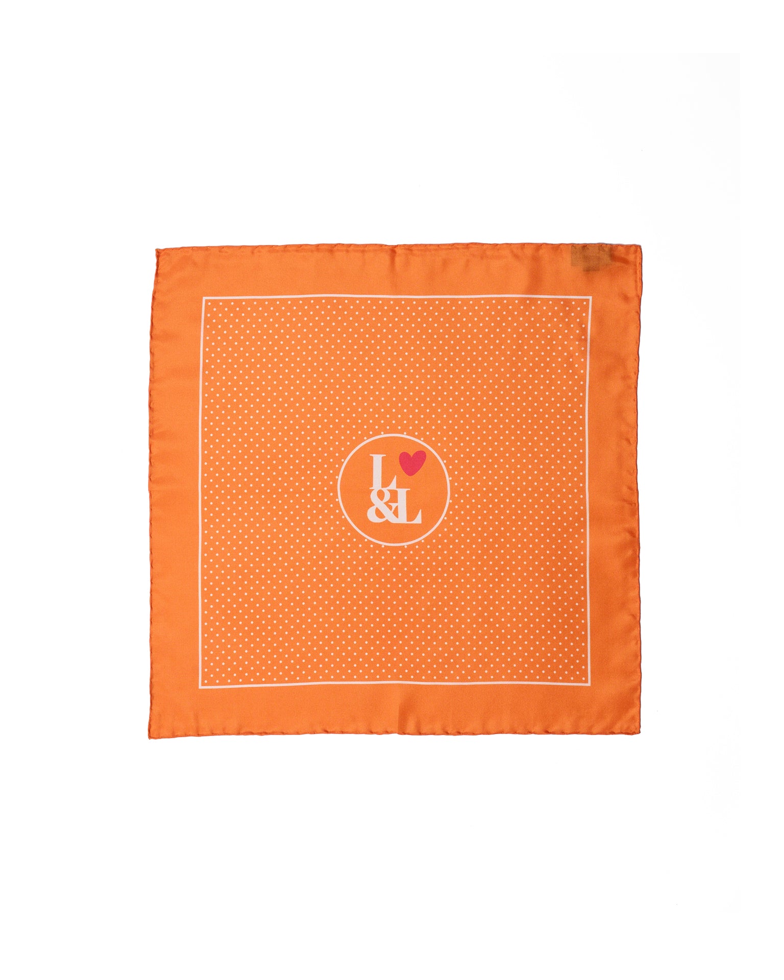 Pocket square - silk - Orange dots with logo