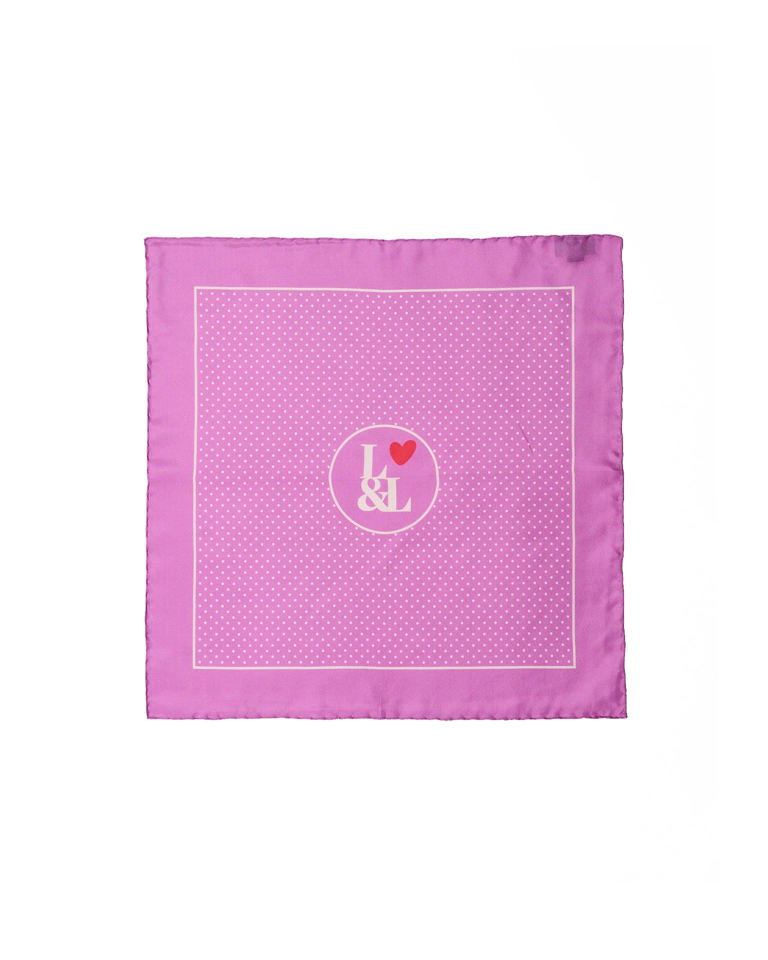 Pocket square - silk - Pink dots with logo