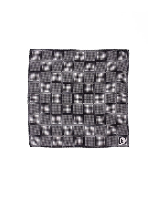 Pocket square - silk - Black square window polka dots