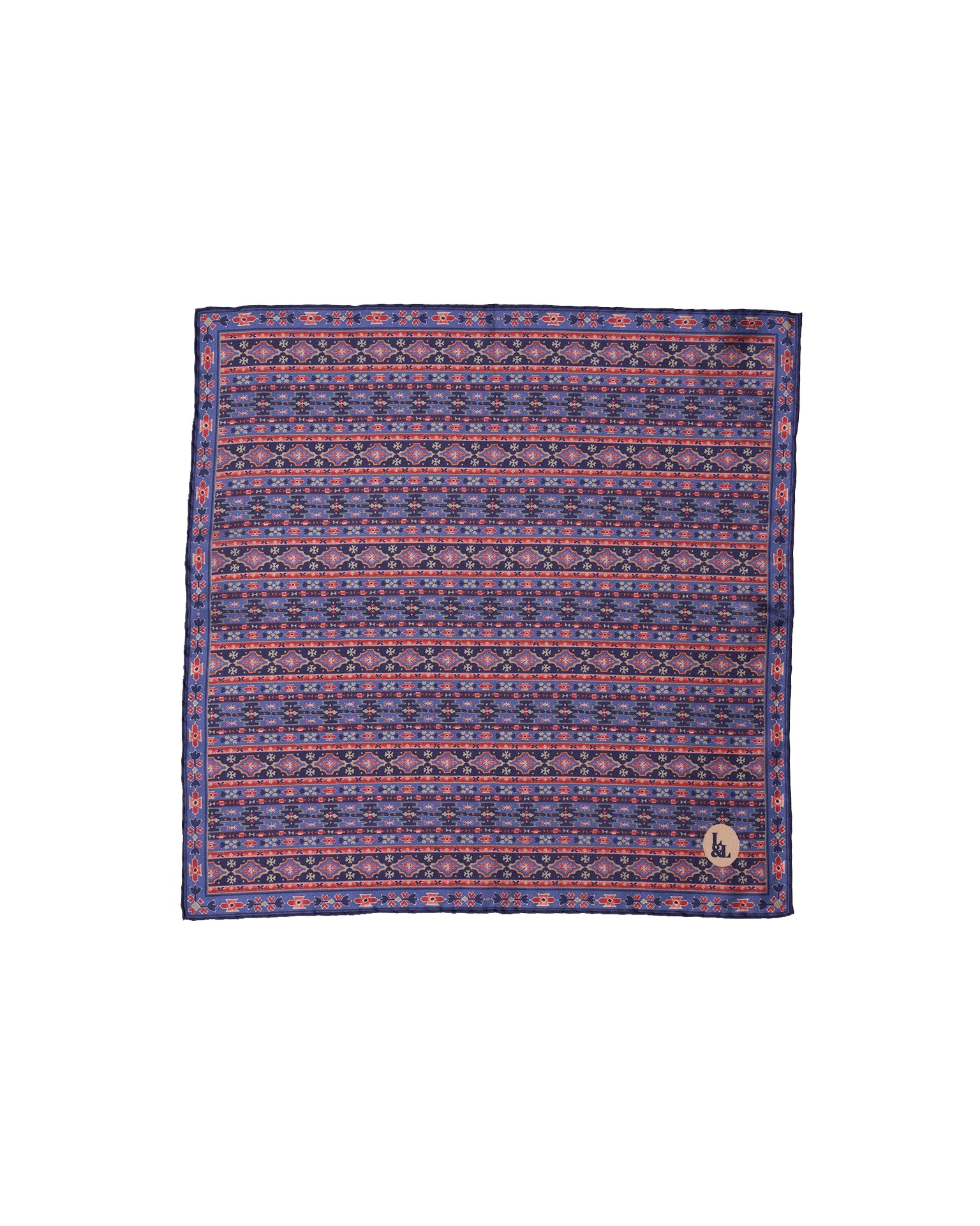 Pocket square - silk - Navy navajo pattern