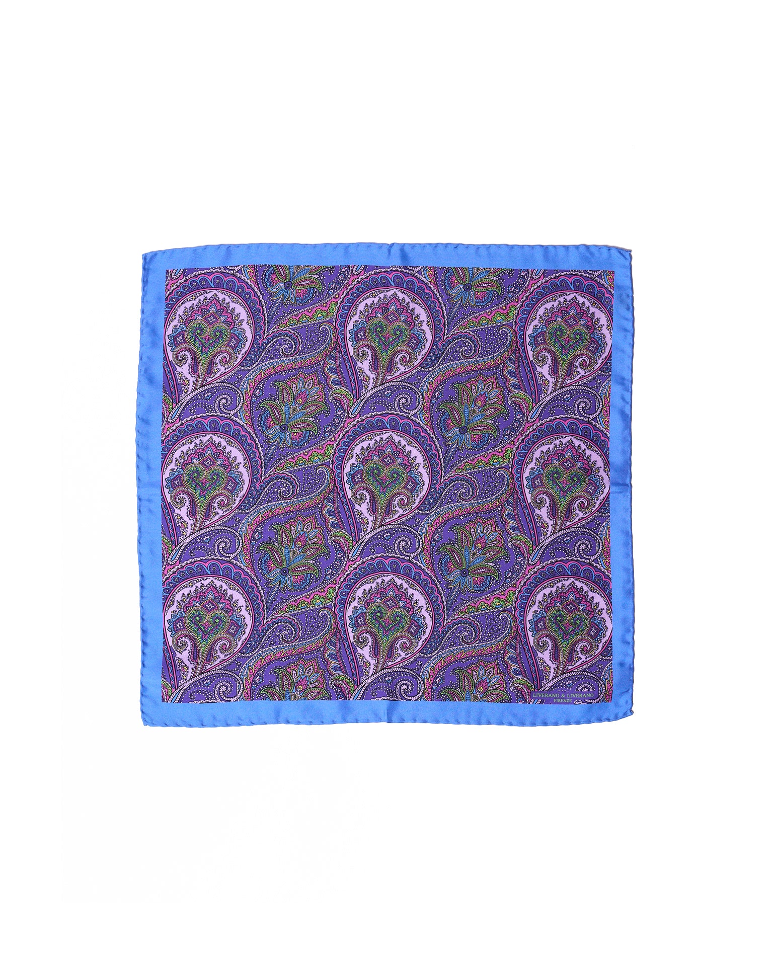 Pocket square - silk - Blue with purple gingham