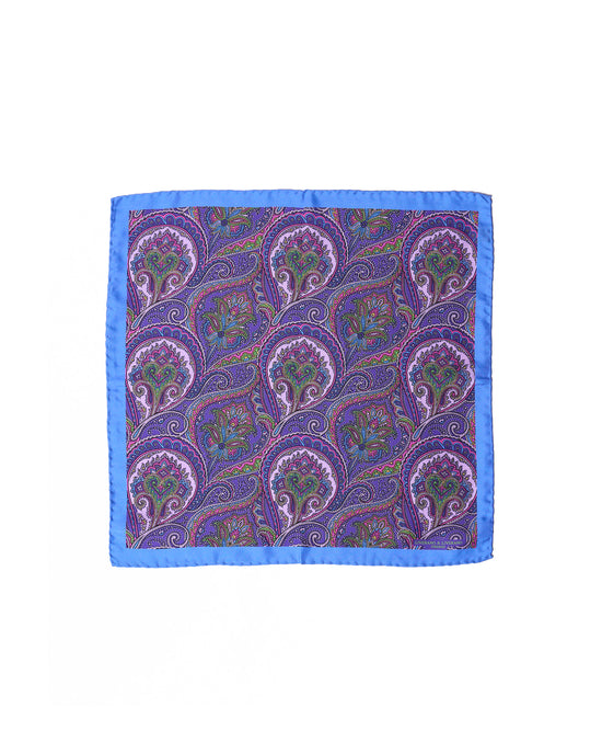 Pocket square - silk - Blue with purple gingham