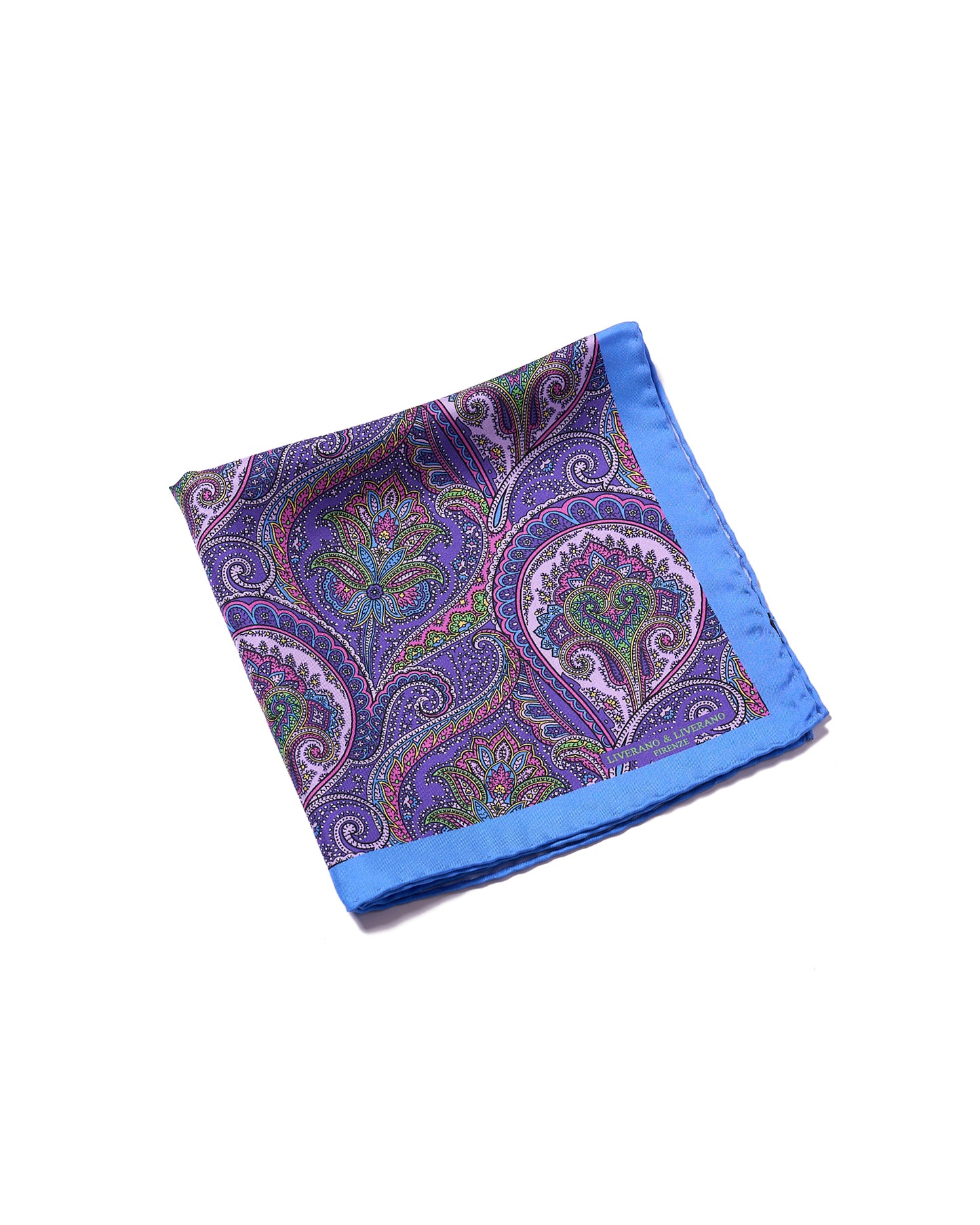 Pocket square - silk - Blue with purple gingham