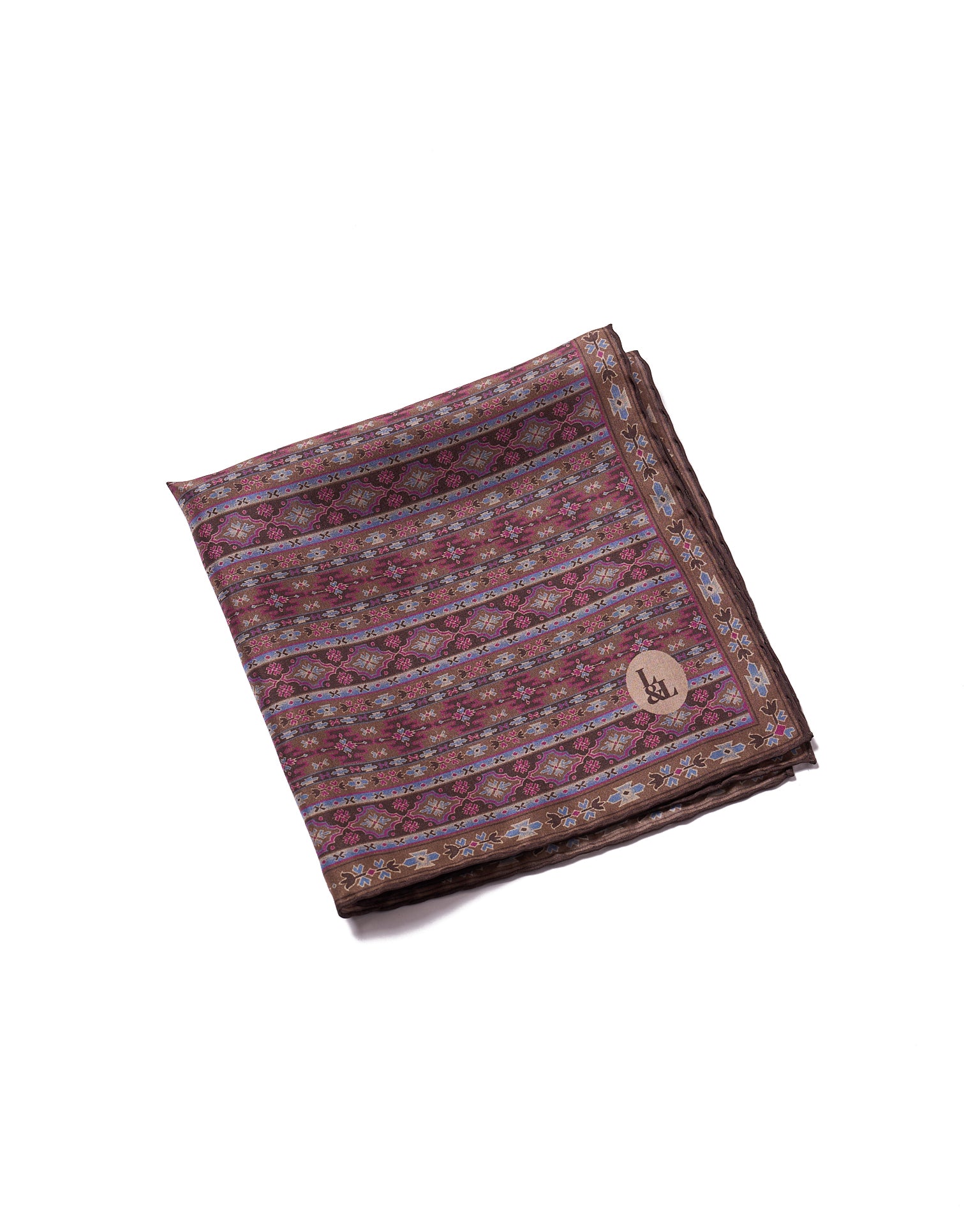 Pocket square - silk - Brown navajo pattern