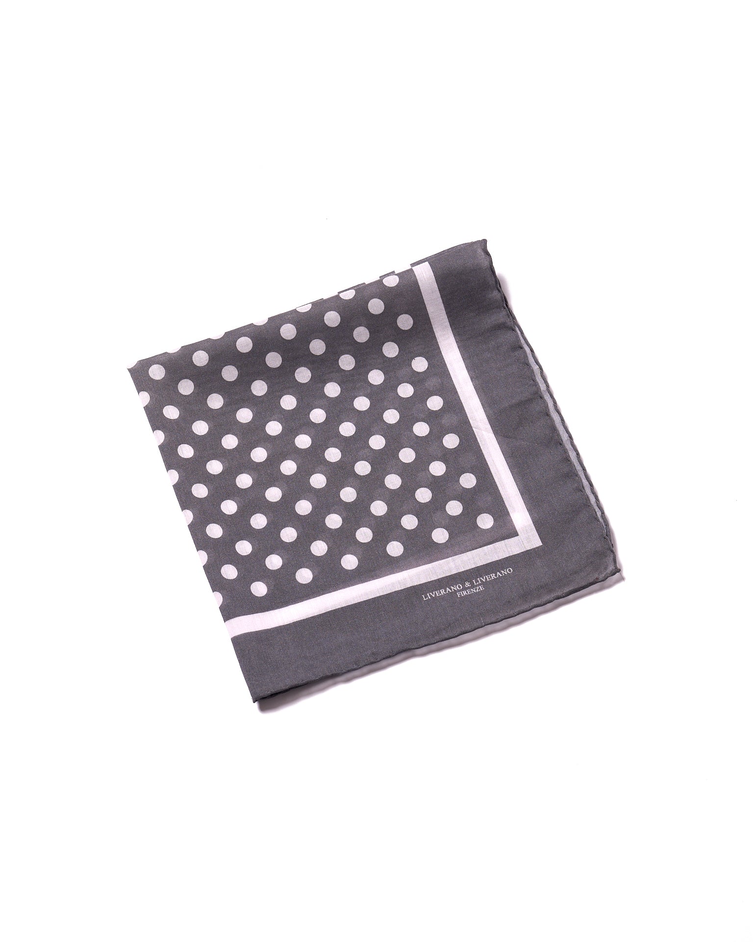 Pocket square - Medium grey with white dots print - Cotton