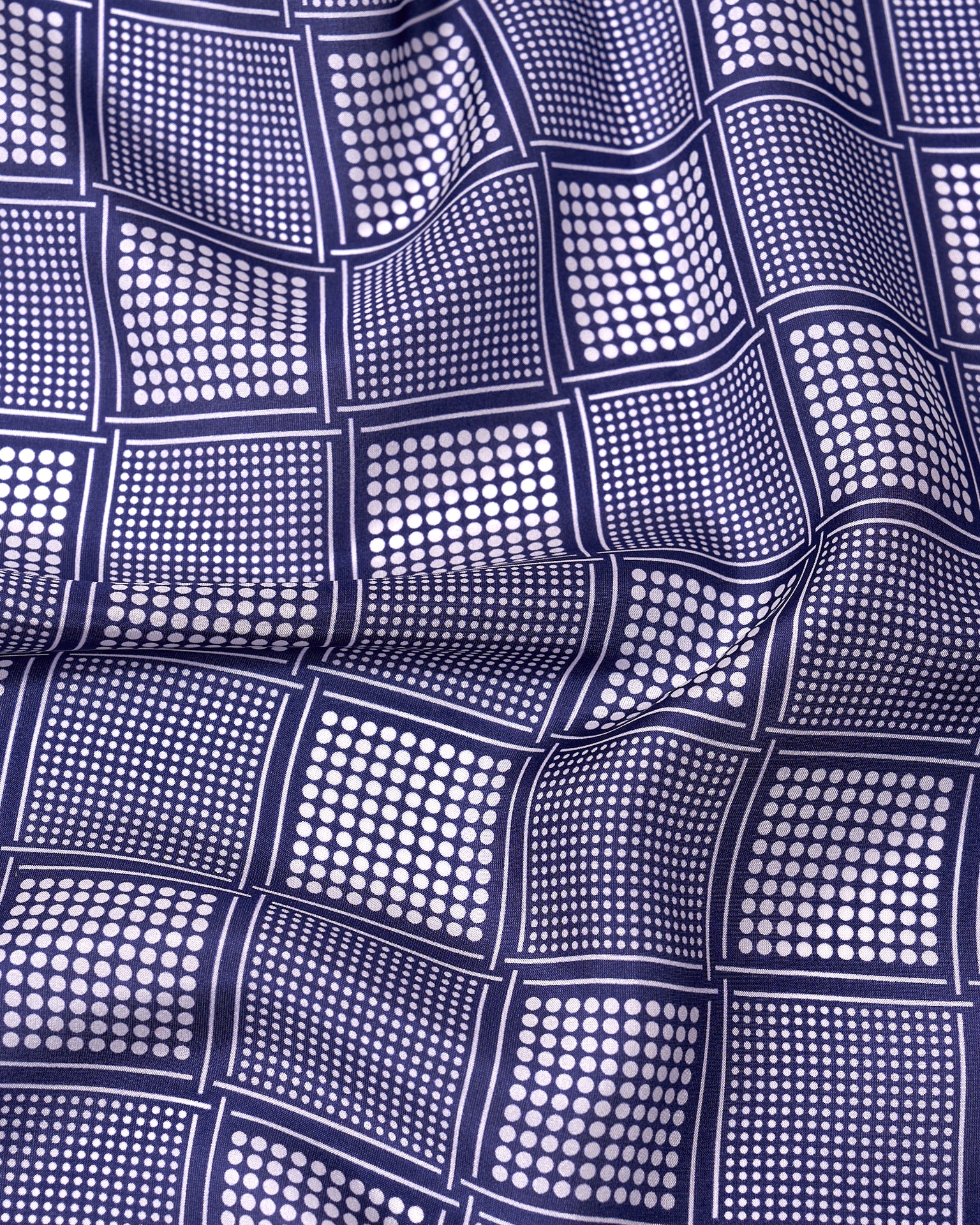 Pocket square - silk - Navy blue square window polka dots