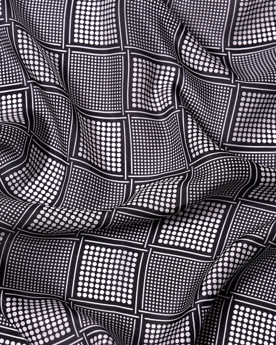 Pocket square - silk - Black square window polka dots