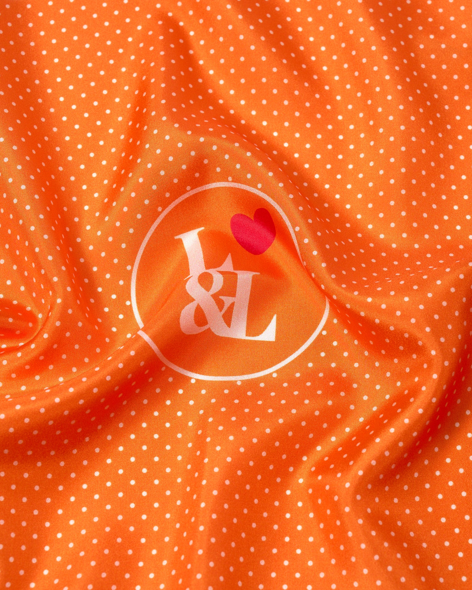 Pocket square - silk - Orange dots with logo