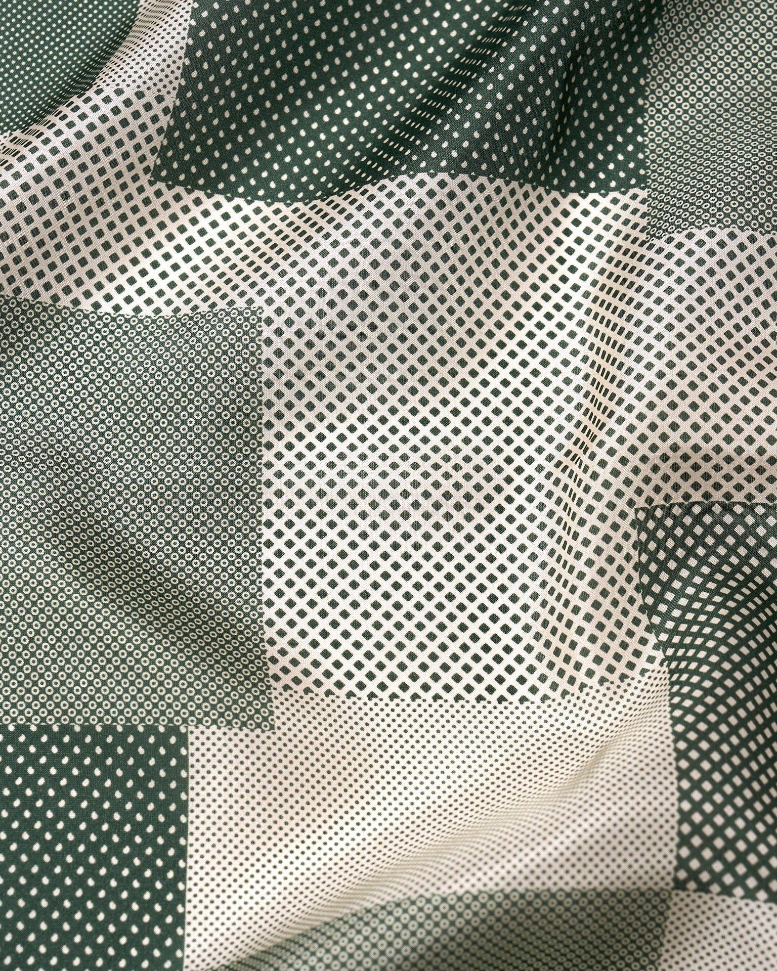 Pocket square - silk - Green Multi dots and patterns