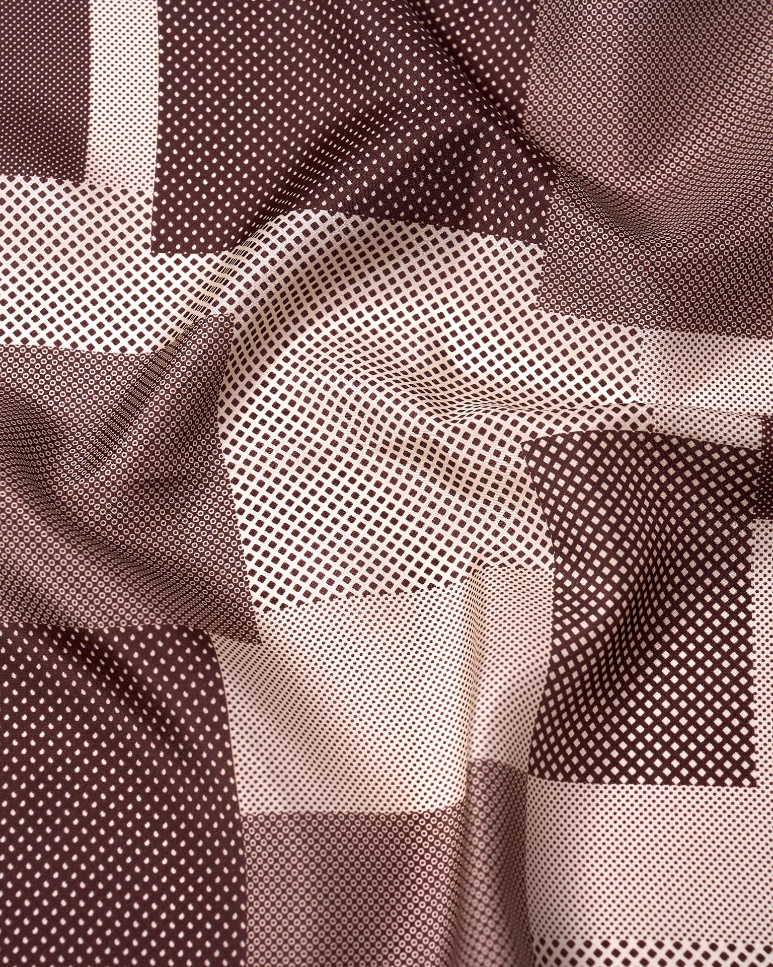 Pocket square - silk - Brown Multi dots and patterns