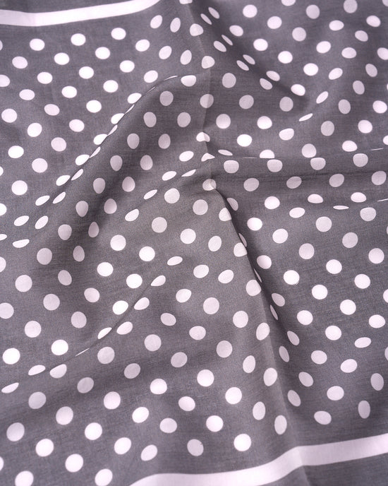 Pocket square - Medium grey with white dots print - Cotton