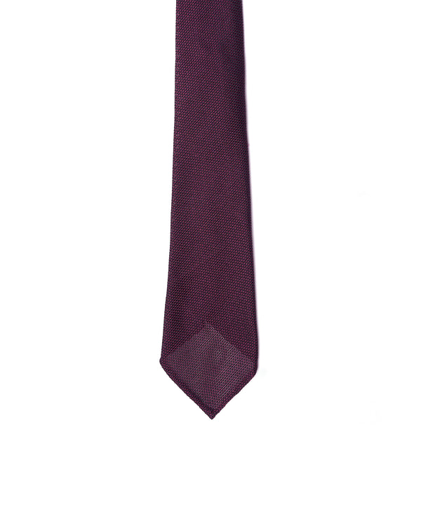 Grenadine tie - 7 Fold - Burgundy small grain