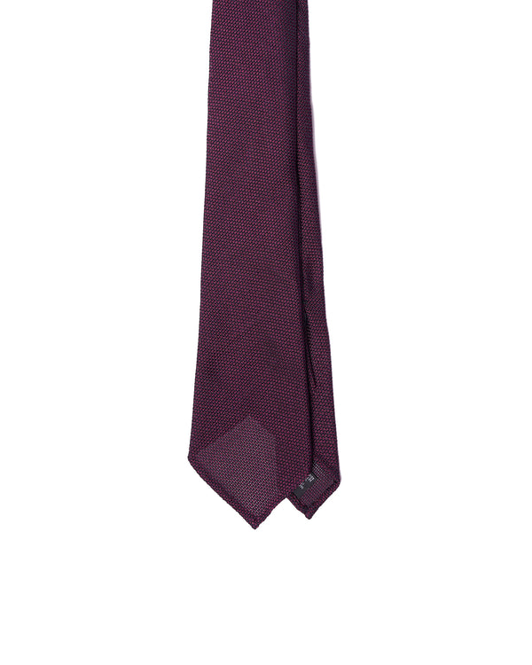 Grenadine tie - 7 Fold - Burgundy small grain