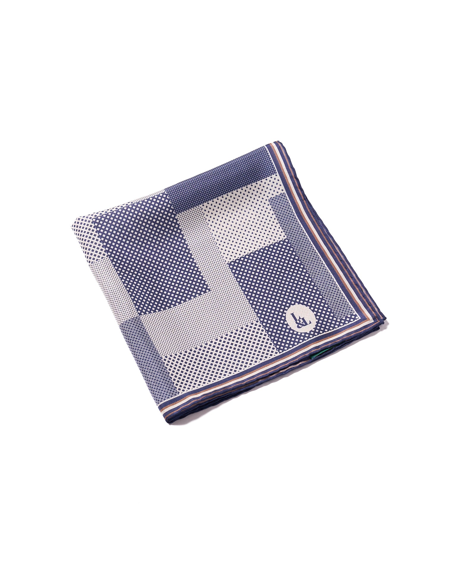 Pocket square - silk - Navy Multi dots and patterns