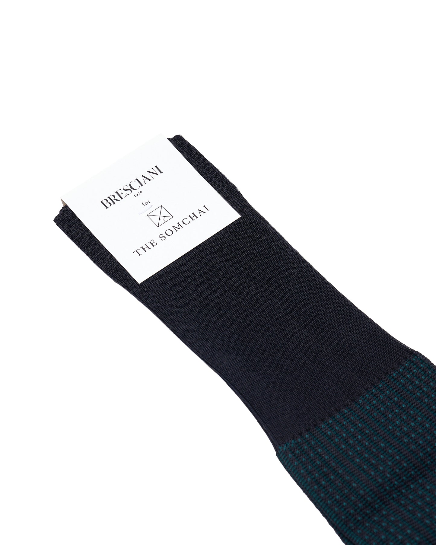 Knee length socks - Ribbed dot cotton  - Blue Pavone