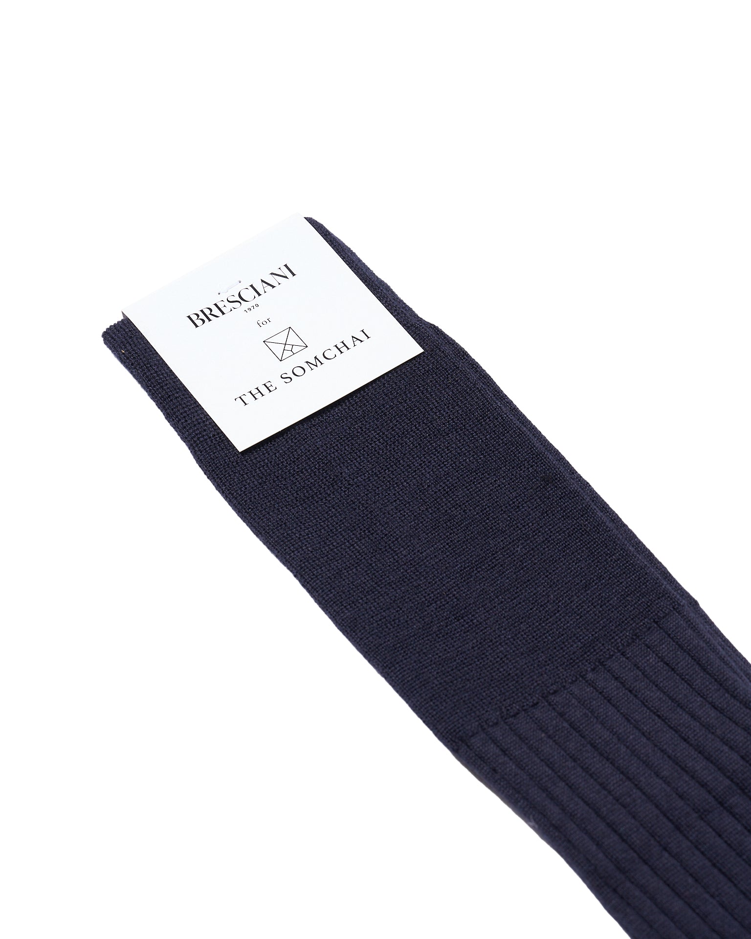 Knee length socks - Ribbed cashmere  - Blu