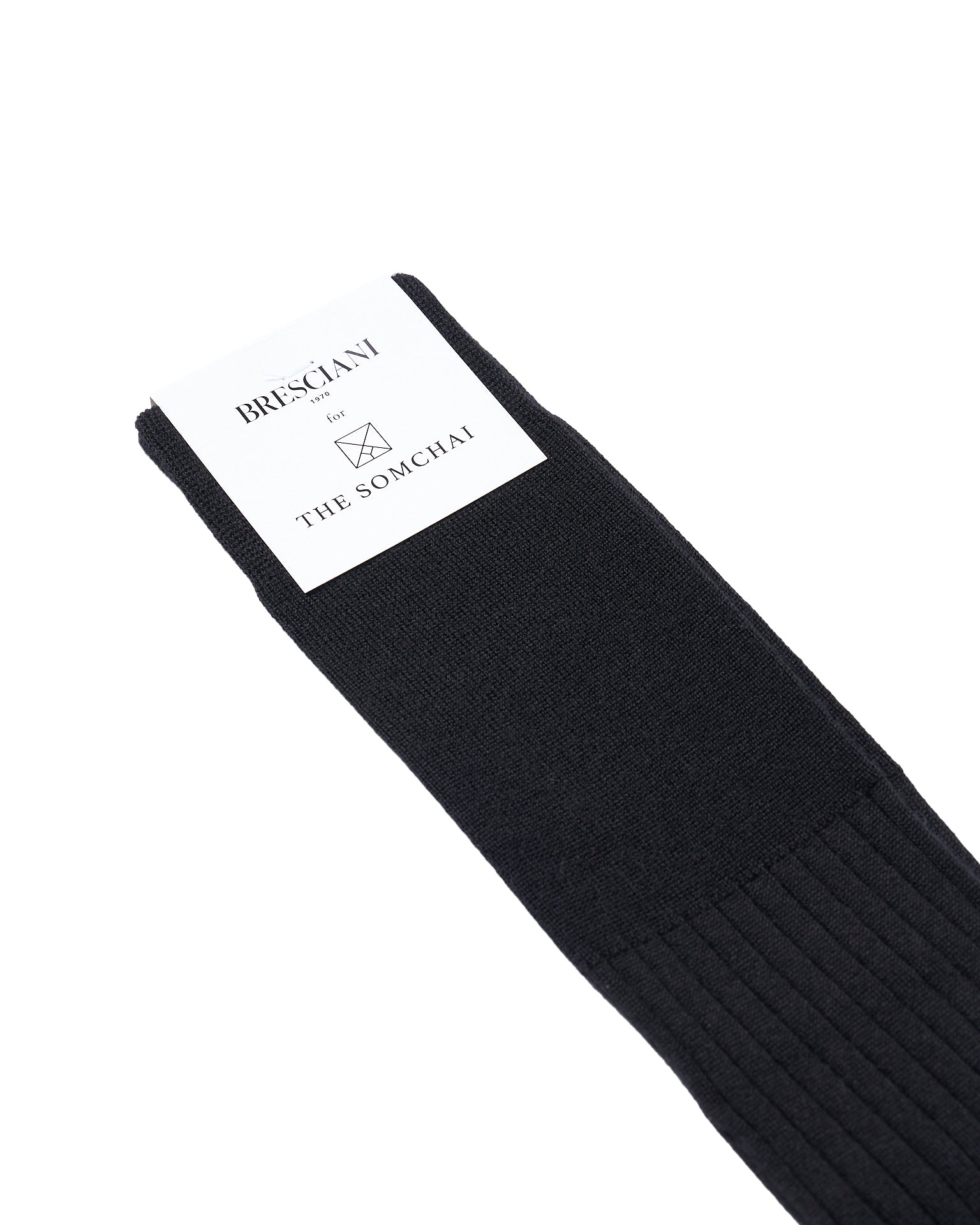 Knee length socks - Ribbed cashmere  - Nero