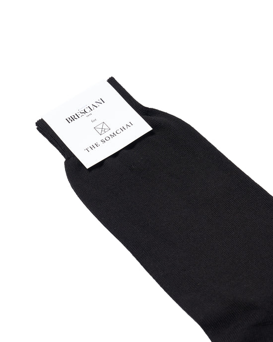 Calf length socks - Plain cotton  - Nero