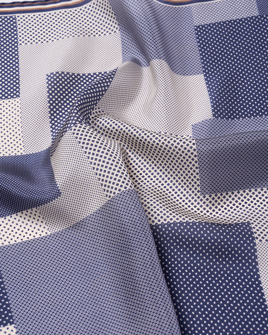 Pocket square - silk - Navy Multi dots and patterns