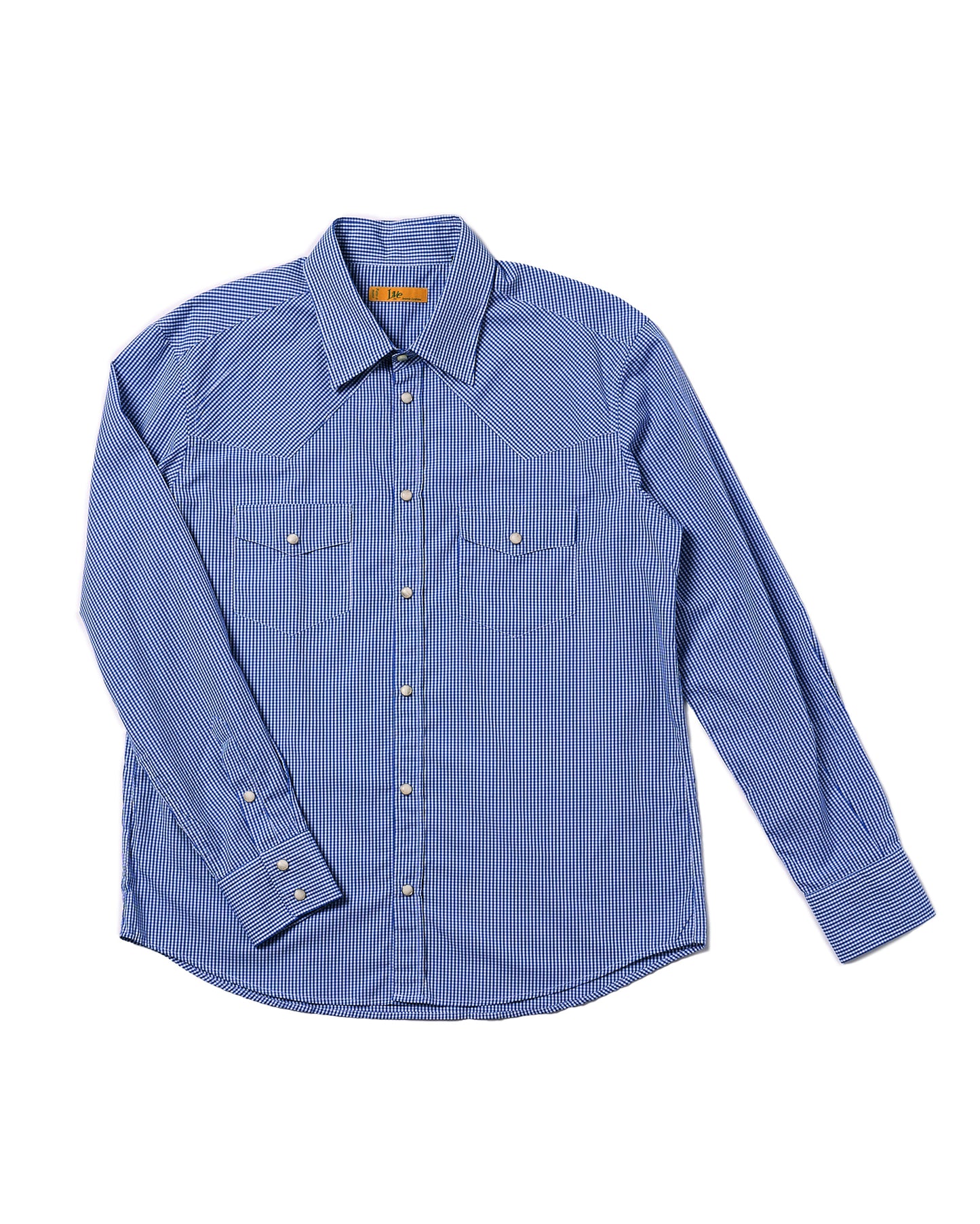 Western shirt - Navy blue check poplin cotton