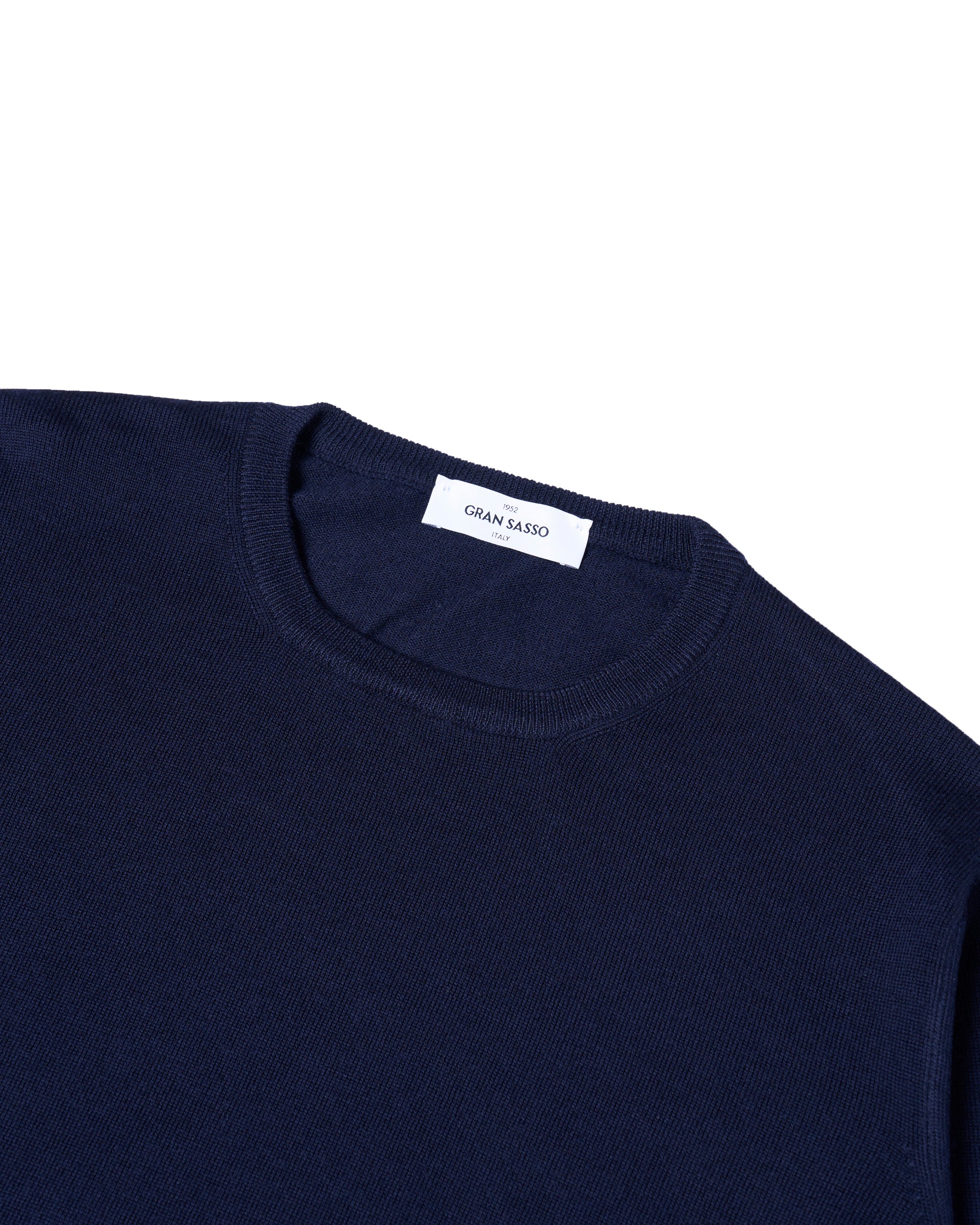 Knitted crewneck wool sweater - Navy blue