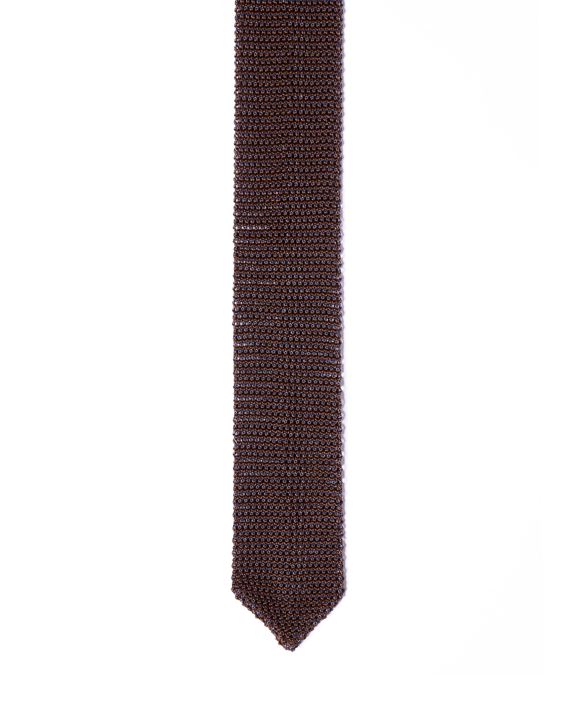 Knitted tie - Brown with azzuro blue