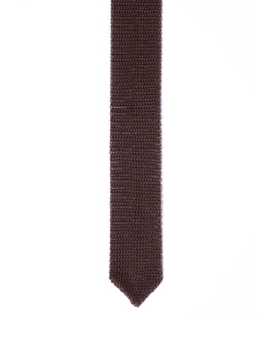 Knitted tie - Brown with azzuro blue