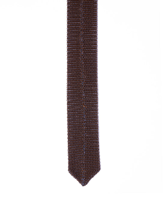 Knitted tie - Brown with azzuro blue