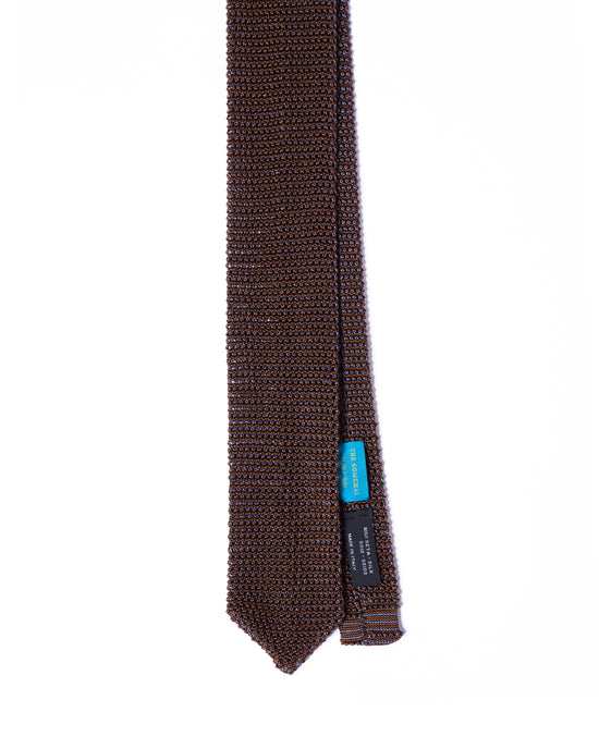 Knitted tie - Brown with azzuro blue