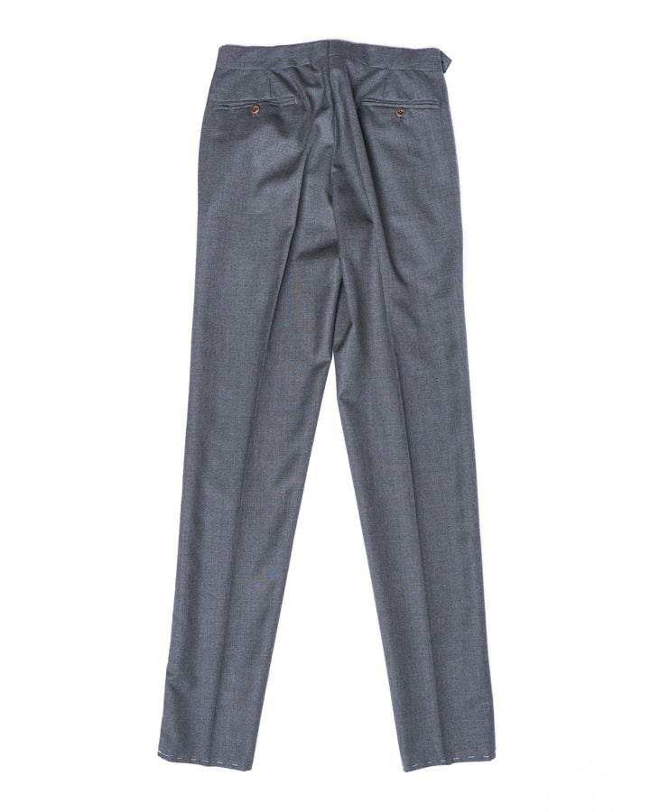 Plain wool trousers - Double pleat trousers - Medium grey