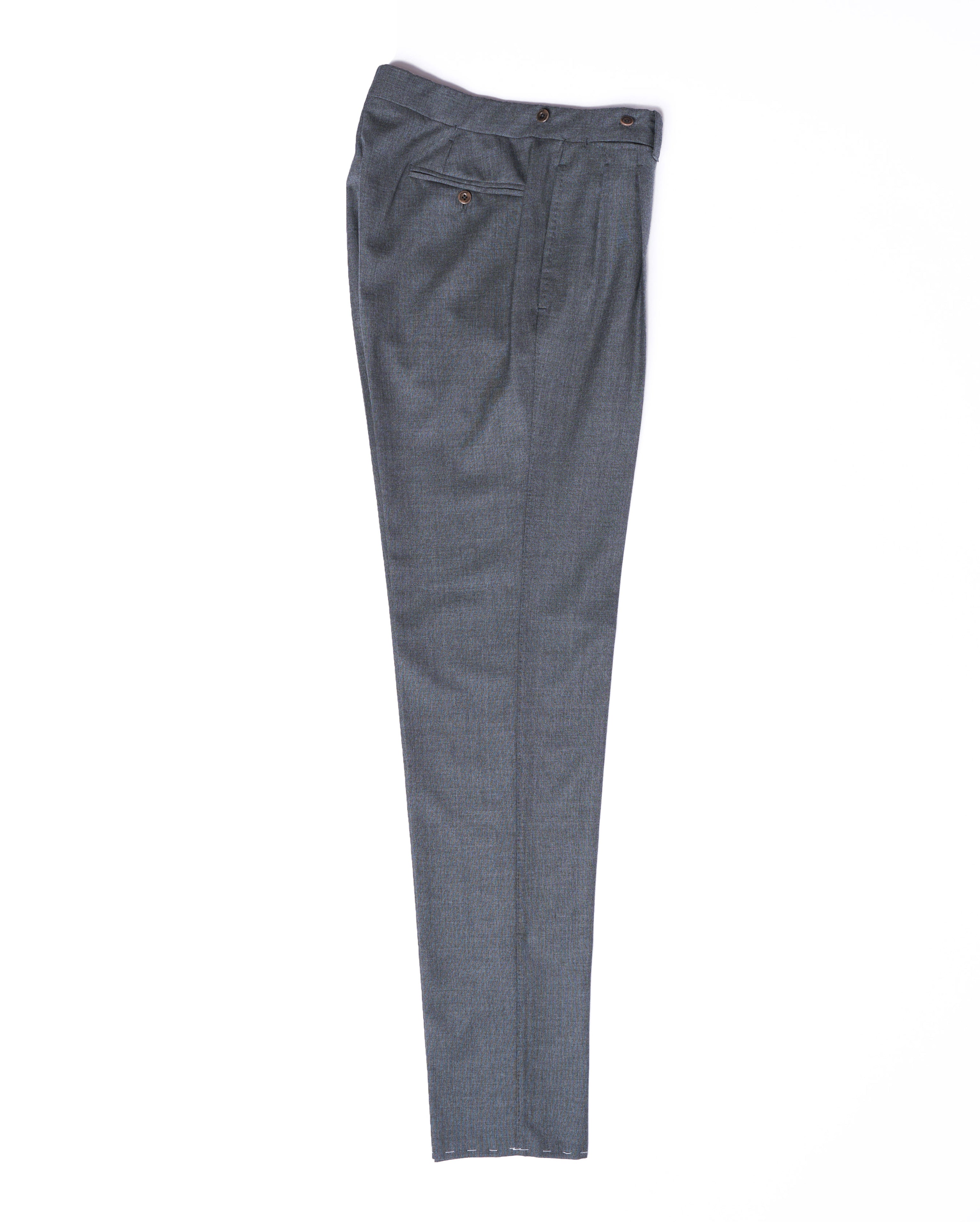 Plain wool trousers - Double pleat trousers - Medium grey