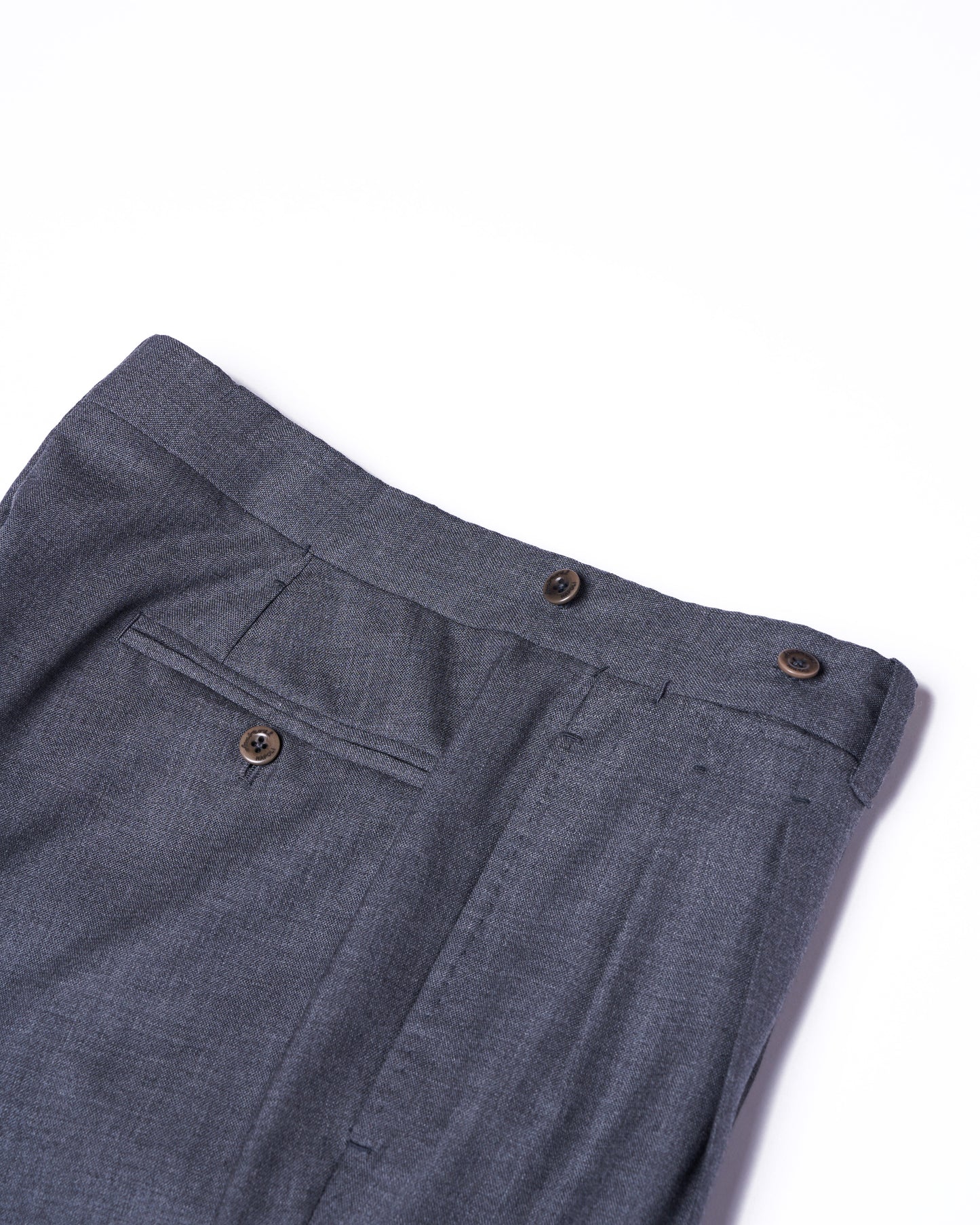 Plain wool trousers - Double pleat trousers - Medium grey