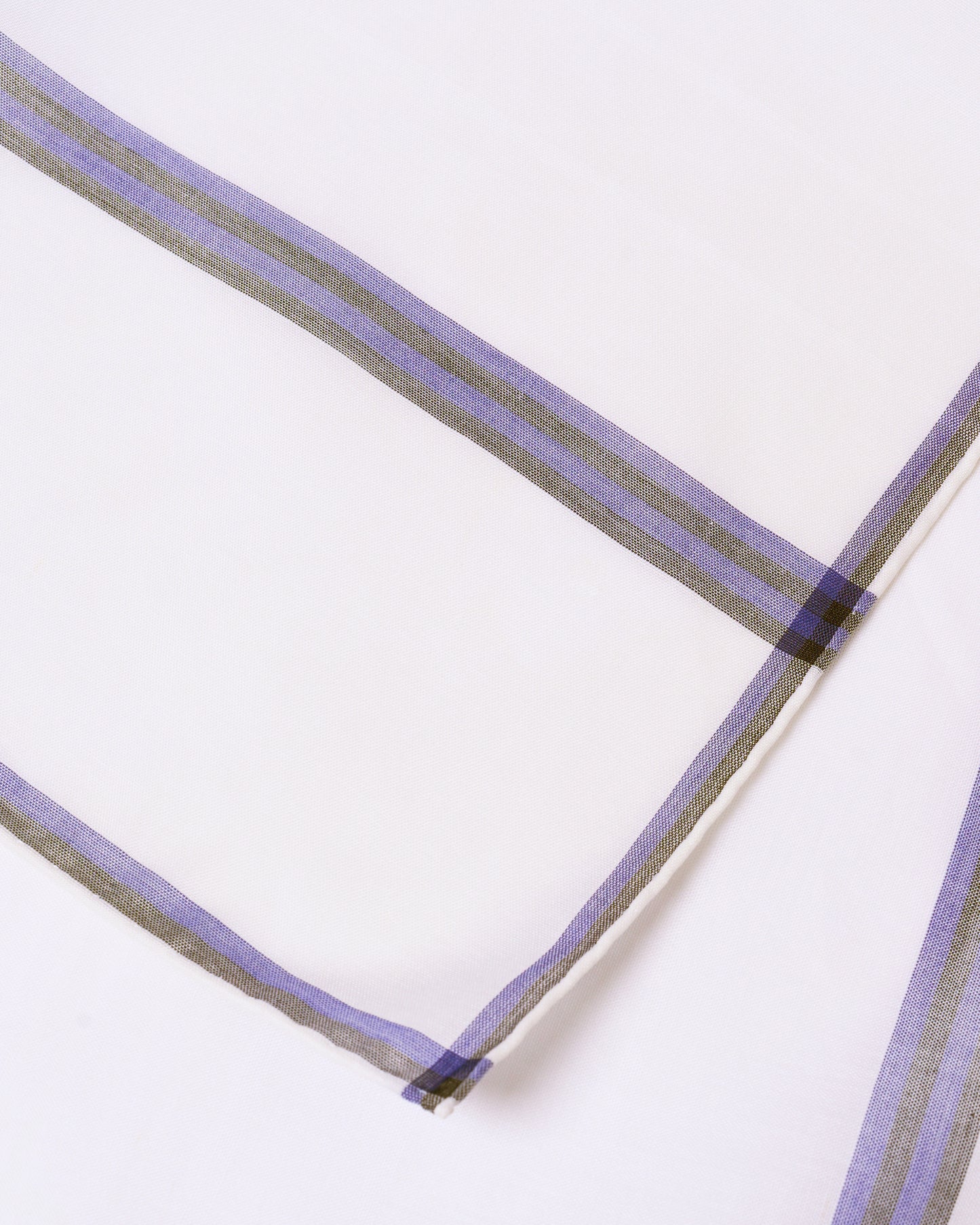 Handkerchief - cotton - White with blue and black stripe