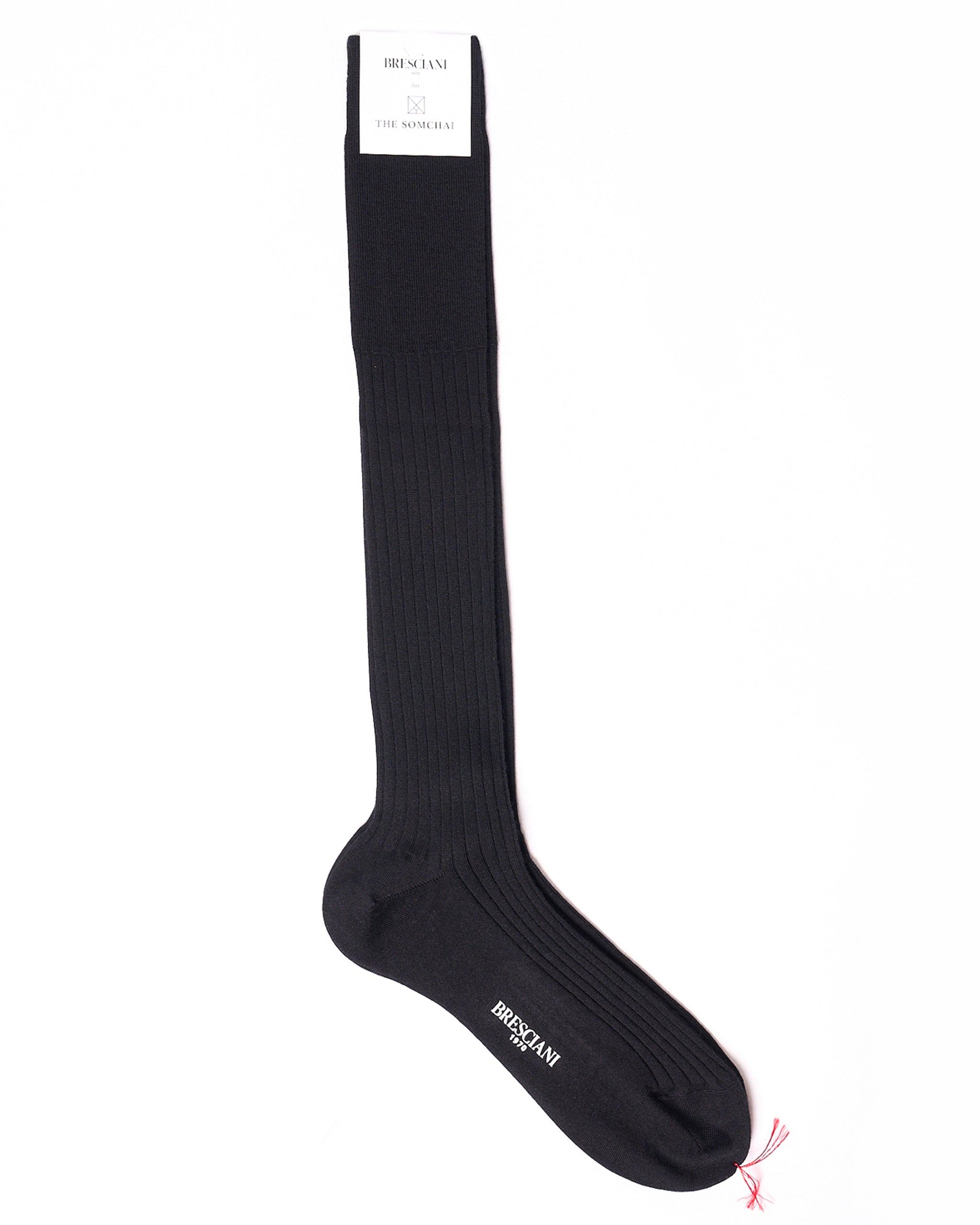 Knee length socks - Ribbed cashmere  - Nero