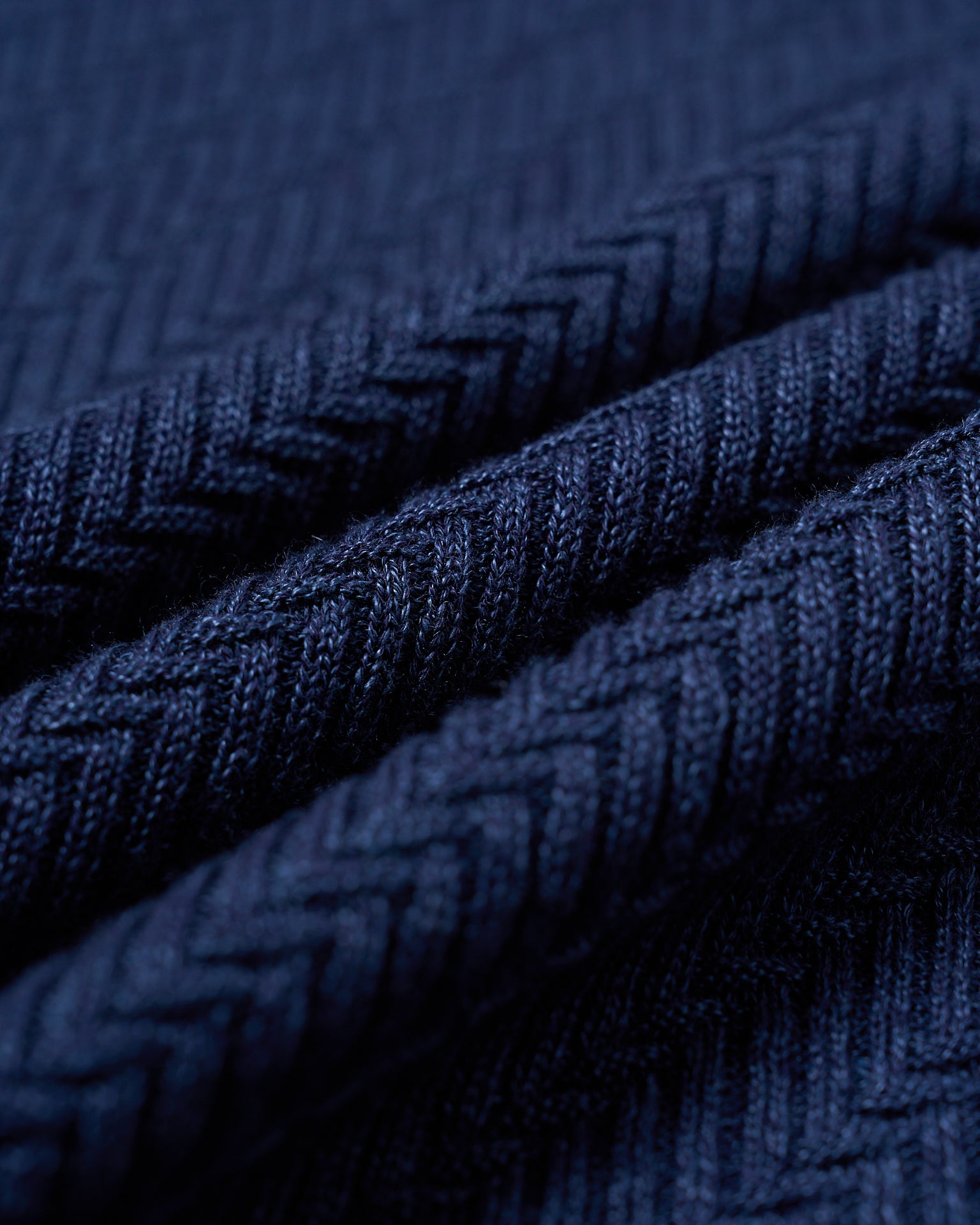 Knitted zigzag linen and cotton T-shirt - Navy blue