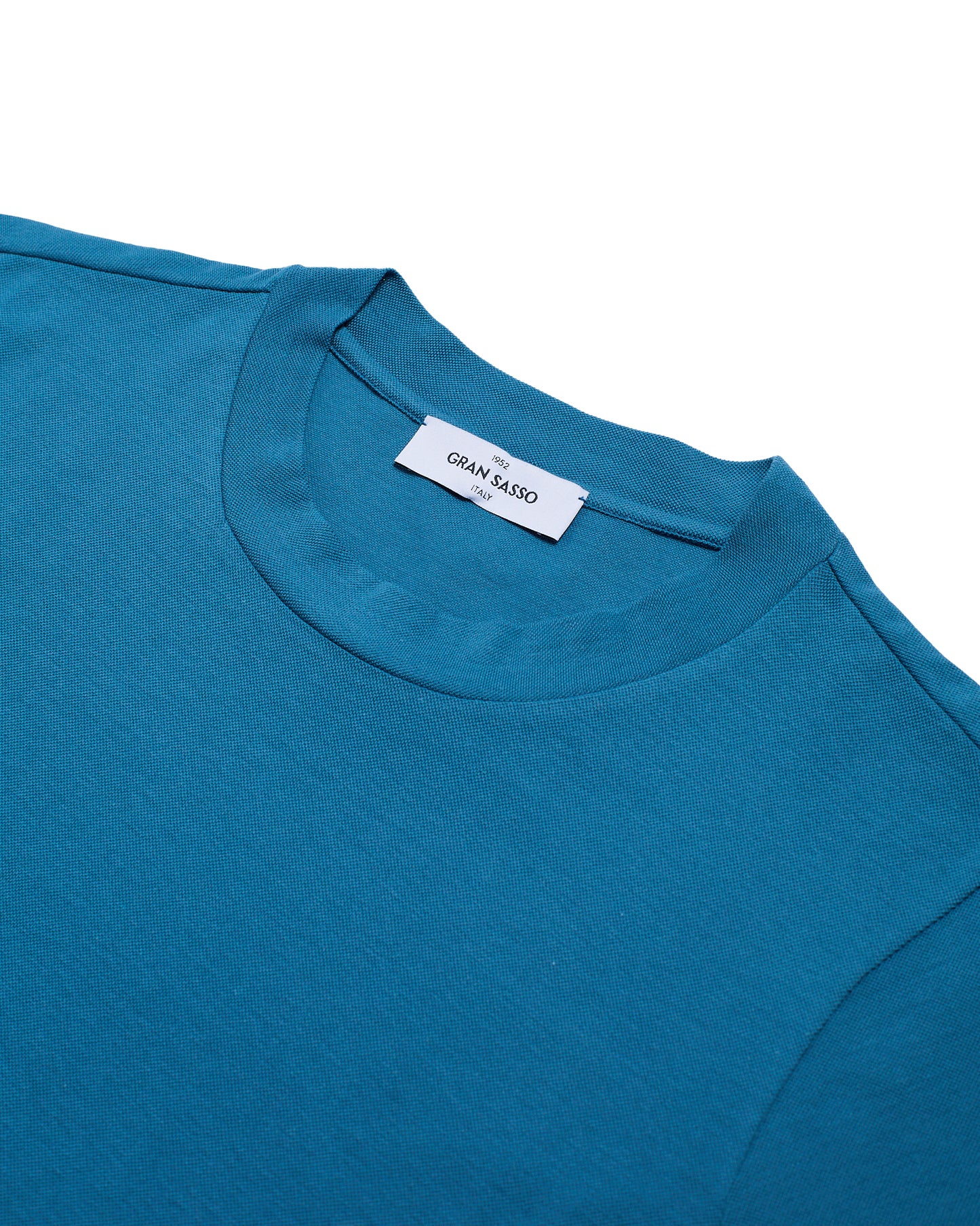 Crewneck pique cotton T-shirt - Ocean blue