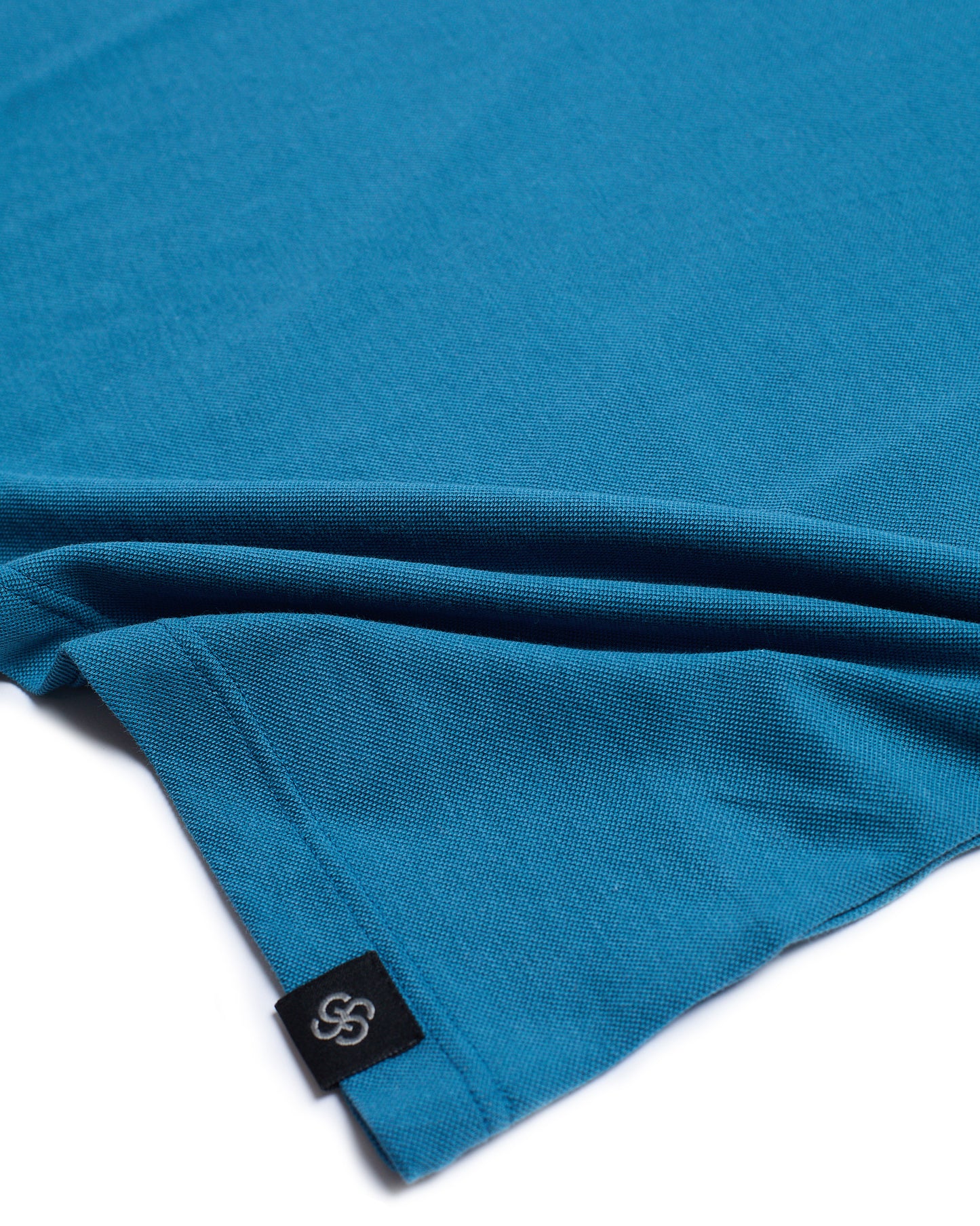 Crewneck pique cotton T-shirt - Ocean blue