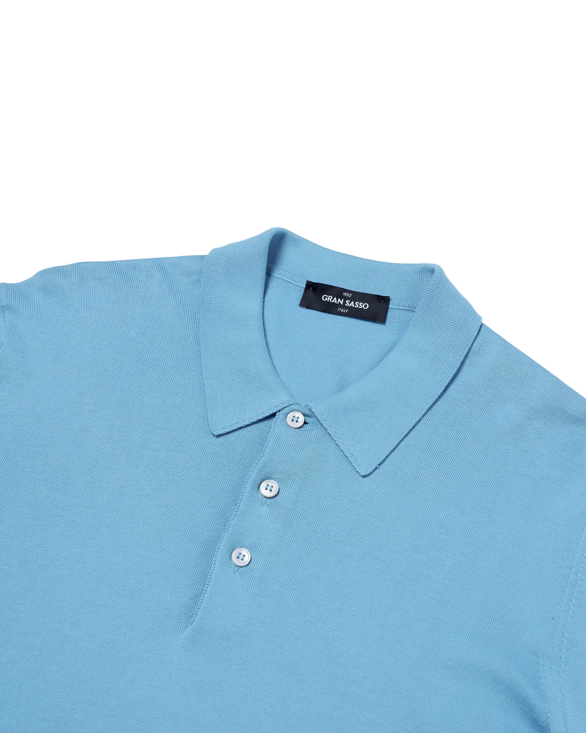 Knitted Suvin cotton polo - Sky blue