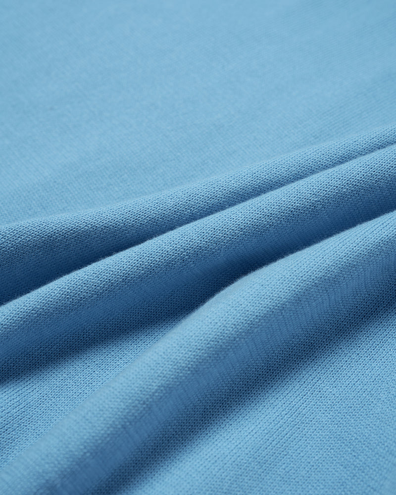 Polo short sleeves - knitted Suvin cotton - Sky blue